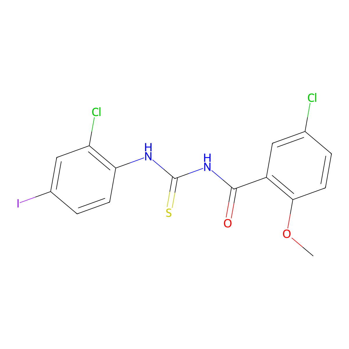 5-chloro-N-[(2-chloro-4-iodophenyl)carbamothioyl]-2-methoxybenzamide molecular structure, CAS 380313-45-1