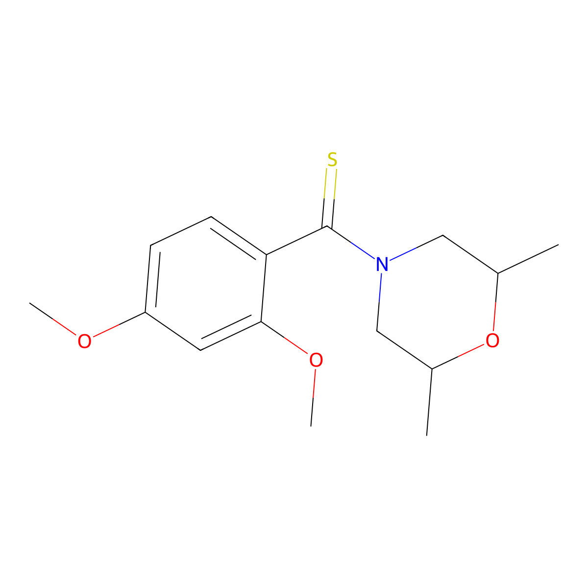 (2,4-Dimethoxyphenyl)(2,6-dimethylmorpholin-4-yl)methanethione molecular structure, CAS 380317-90-8