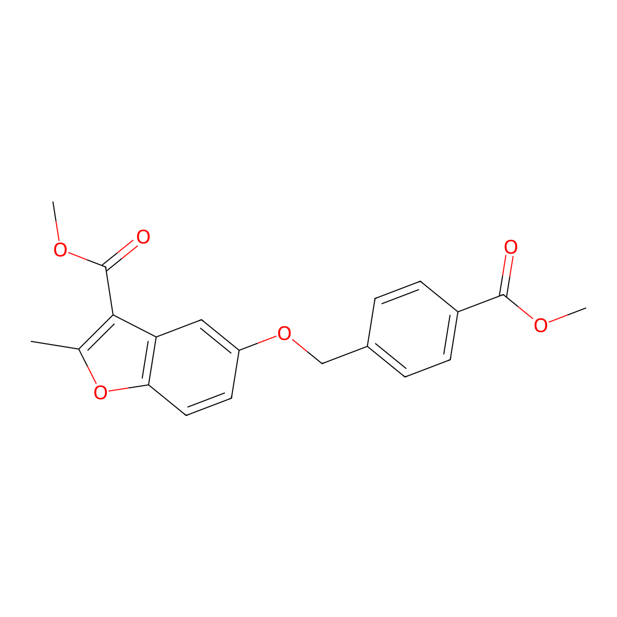 Methyl 5-{[4-(methoxycarbonyl)phenyl]methoxy}-2-methyl-1-benzofuran-3-carboxylate molecular structure, CAS 380318-09-2