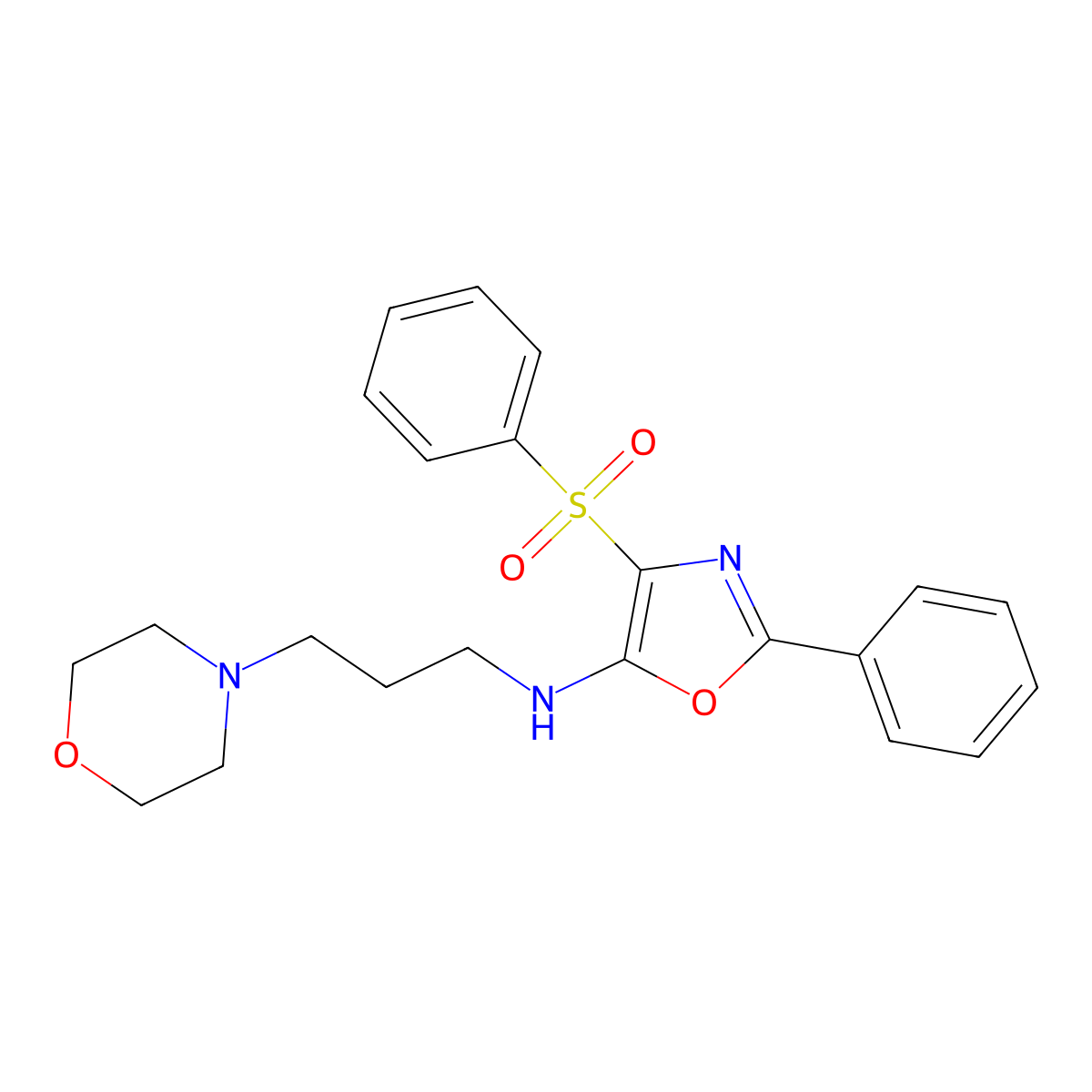 4-(benzenesulfonyl)-N-[3-(morpholin-4-yl)propyl]-2-phenyl-1,3-oxazol-5-amine molecular structure, CAS 380318-39-8