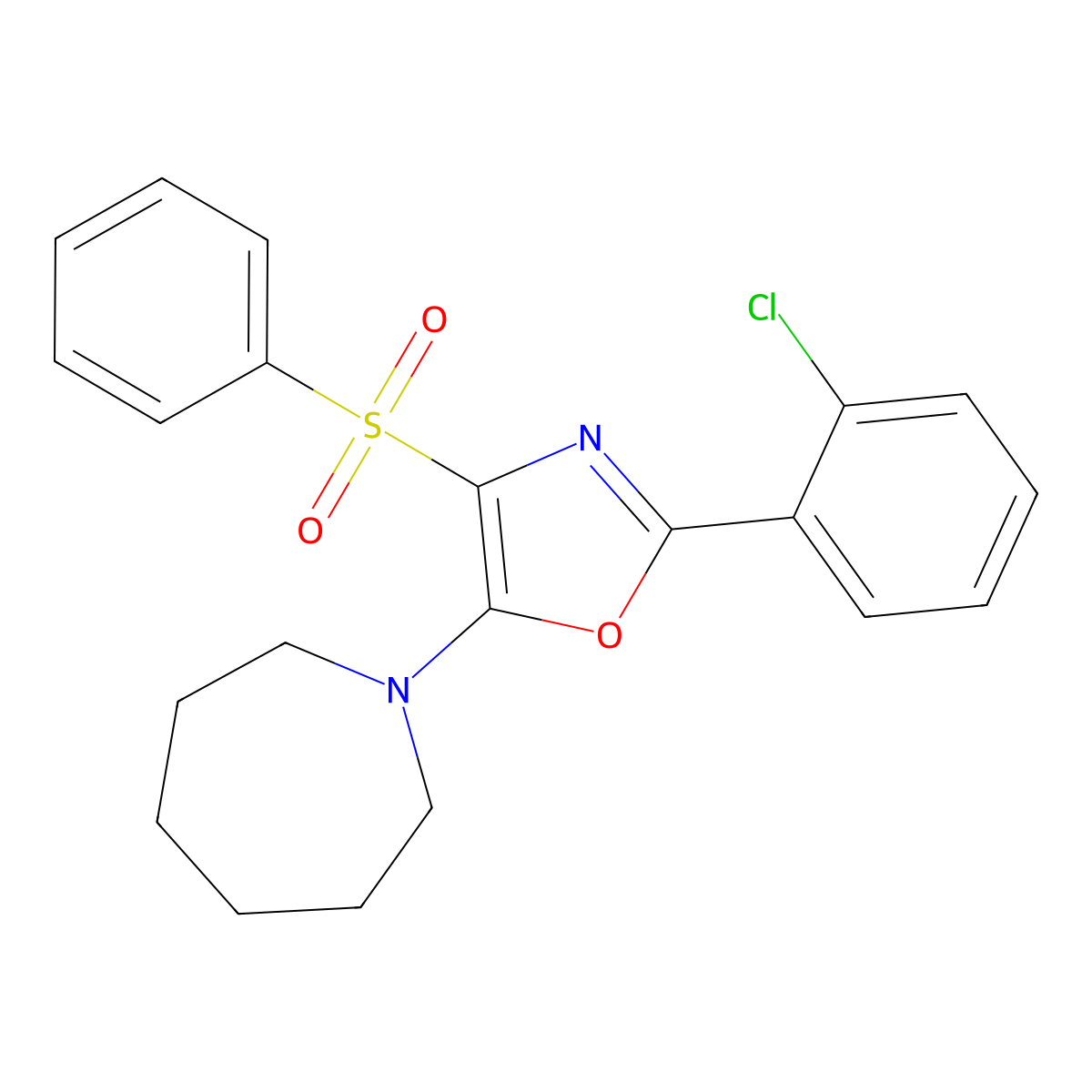 1-[4-(Benzenesulfonyl)-2-(2-chlorophenyl)-1,3-oxazol-5-YL]azepane molecular structure, CAS 380319-89-1
