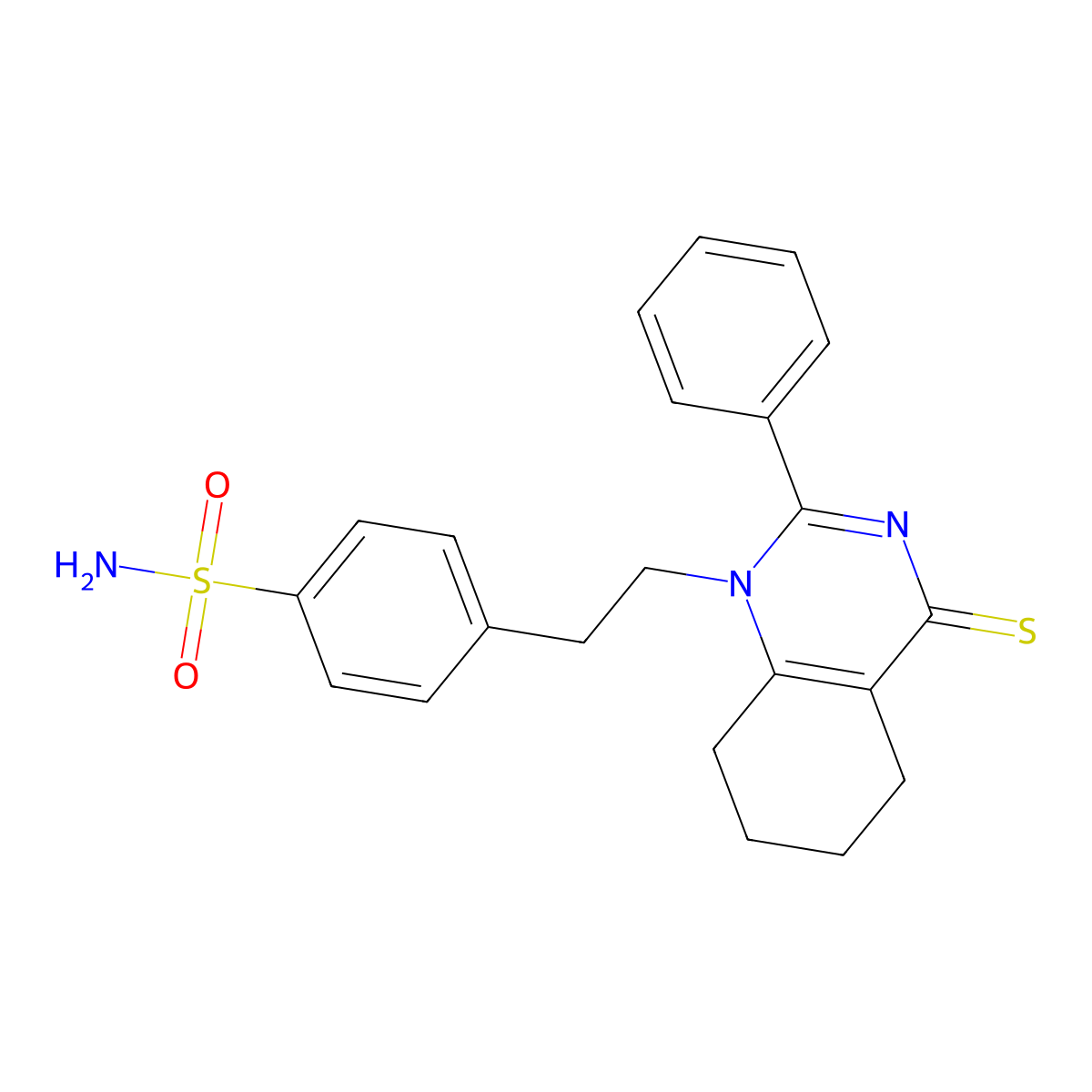 4-[2-(2-phenyl-4-thioxo-5,6,7,8-tetrahydroquinazolin-1(4H)-yl)ethyl]benzenesulfonamide molecular structure, CAS 380321-83-5