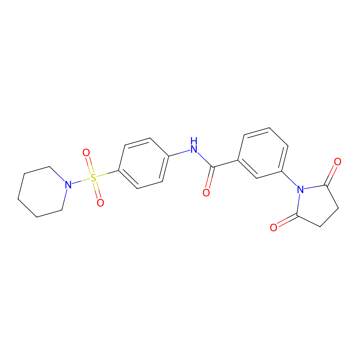 3-(2,5-dioxopyrrolidin-1-yl)-N-(4-piperidin-1-ylsulfonylphenyl)benzamide molecular structure, CAS 380321-96-0