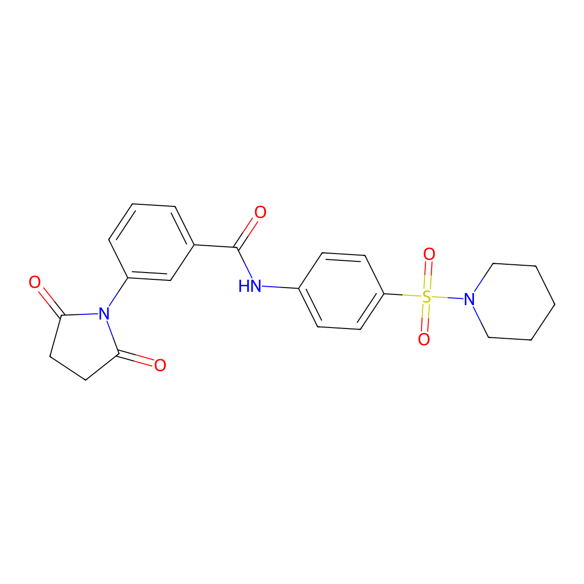 3-(2,5-dioxopyrrolidin-1-yl)-N-(4-piperidin-1-ylsulfonylphenyl)benzamide molecular structure, CAS 380321-96-0