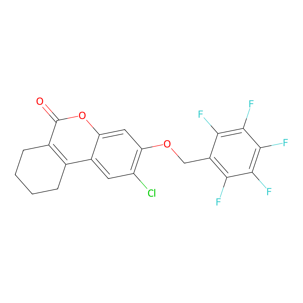 2-chloro-3-[(pentafluorobenzyl)oxy]-7,8,9,10-tetrahydro-6H-benzo[c]chromen-6-one molecular structure, CAS 380322-76-9