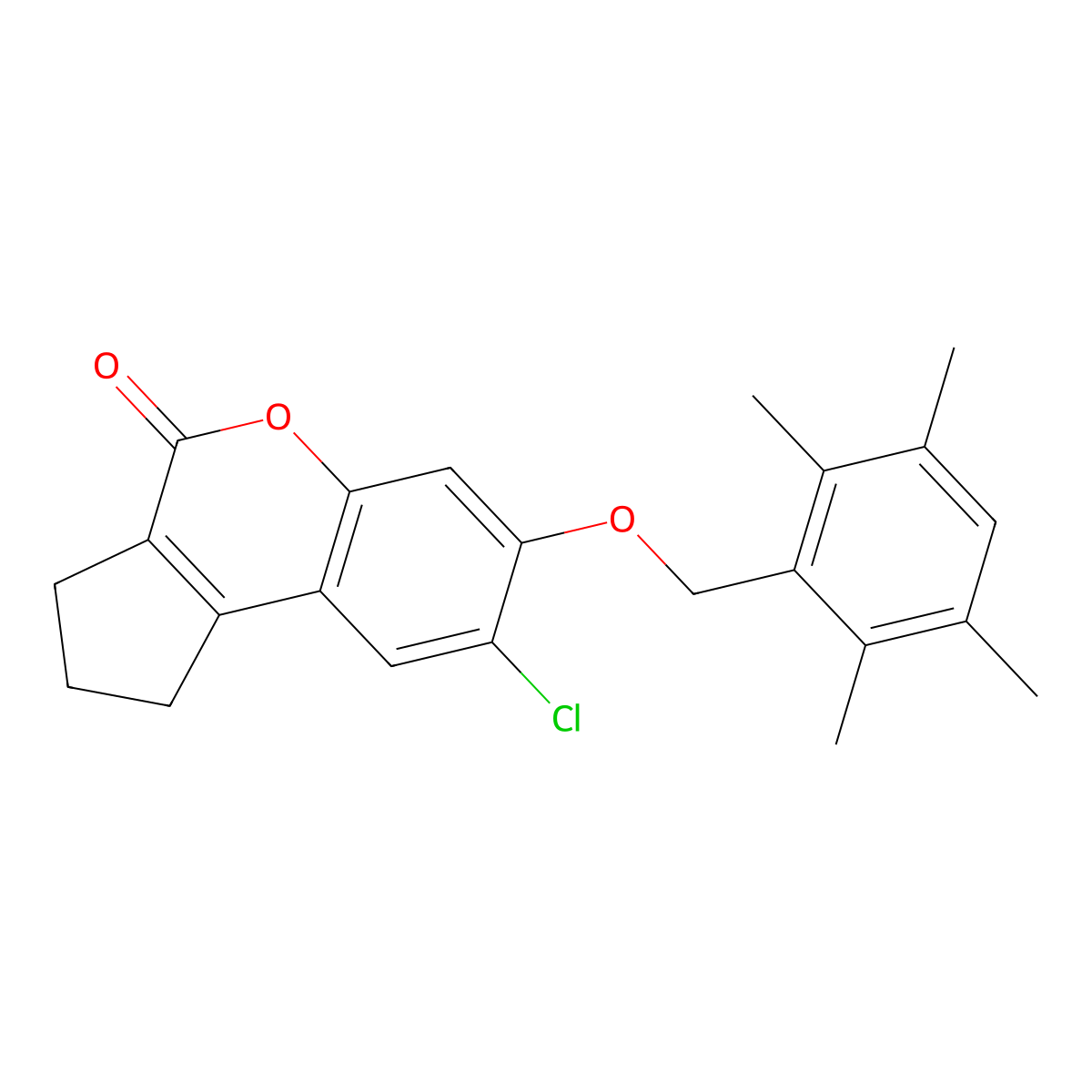 8-chloro-7-[(2,3,5,6-tetramethylbenzyl)oxy]-2,3-dihydrocyclopenta[c]chromen-4(1H)-one molecular structure, CAS 380322-95-2