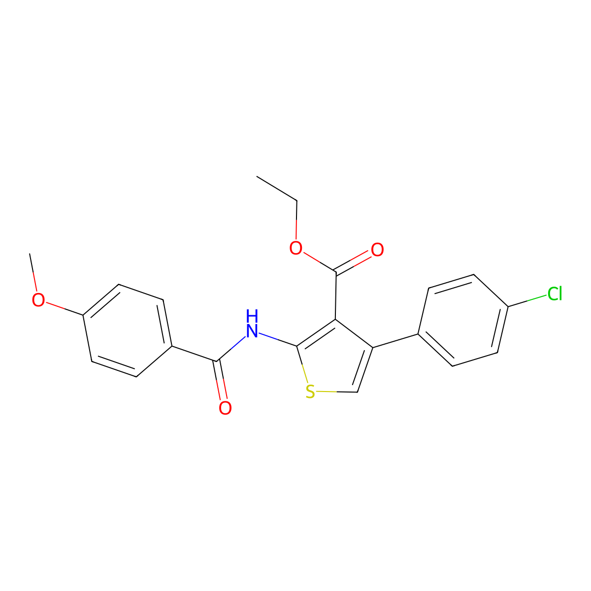 Ethyl 4-(4-chlorophenyl)-2-[(4-methoxybenzoyl)amino]-3-thiophenecarboxylate molecular structure, CAS 380323-04-6