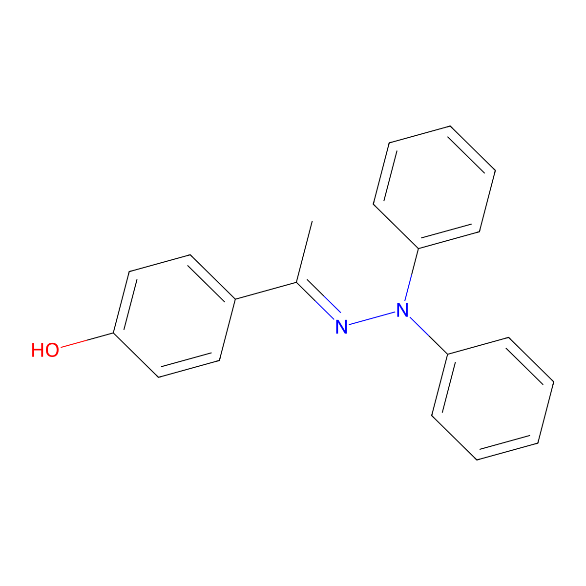 4-(1-(2,2-Diphenylhydrazineylidene)ethyl)phenol molecular structure, CAS 380323-55-7