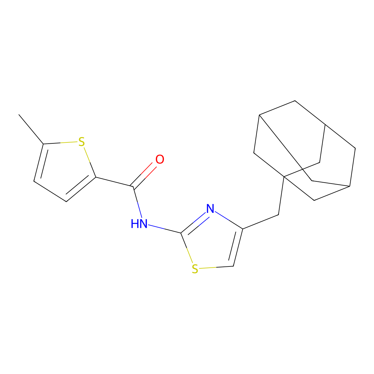 N-{4-[(adamantan-1-yl)methyl]-1,3-thiazol-2-yl}-5-methylthiophene-2-carboxamide molecular structure, CAS 380324-33-4