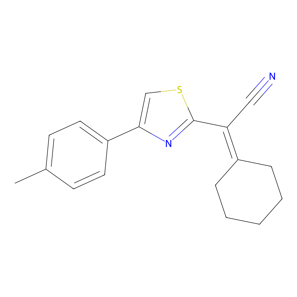 2-Cyclohexylidene-2-[4-(4-methylphenyl)-1,3-thiazol-2-yl]acetonitrile molecular structure, CAS 380327-61-7