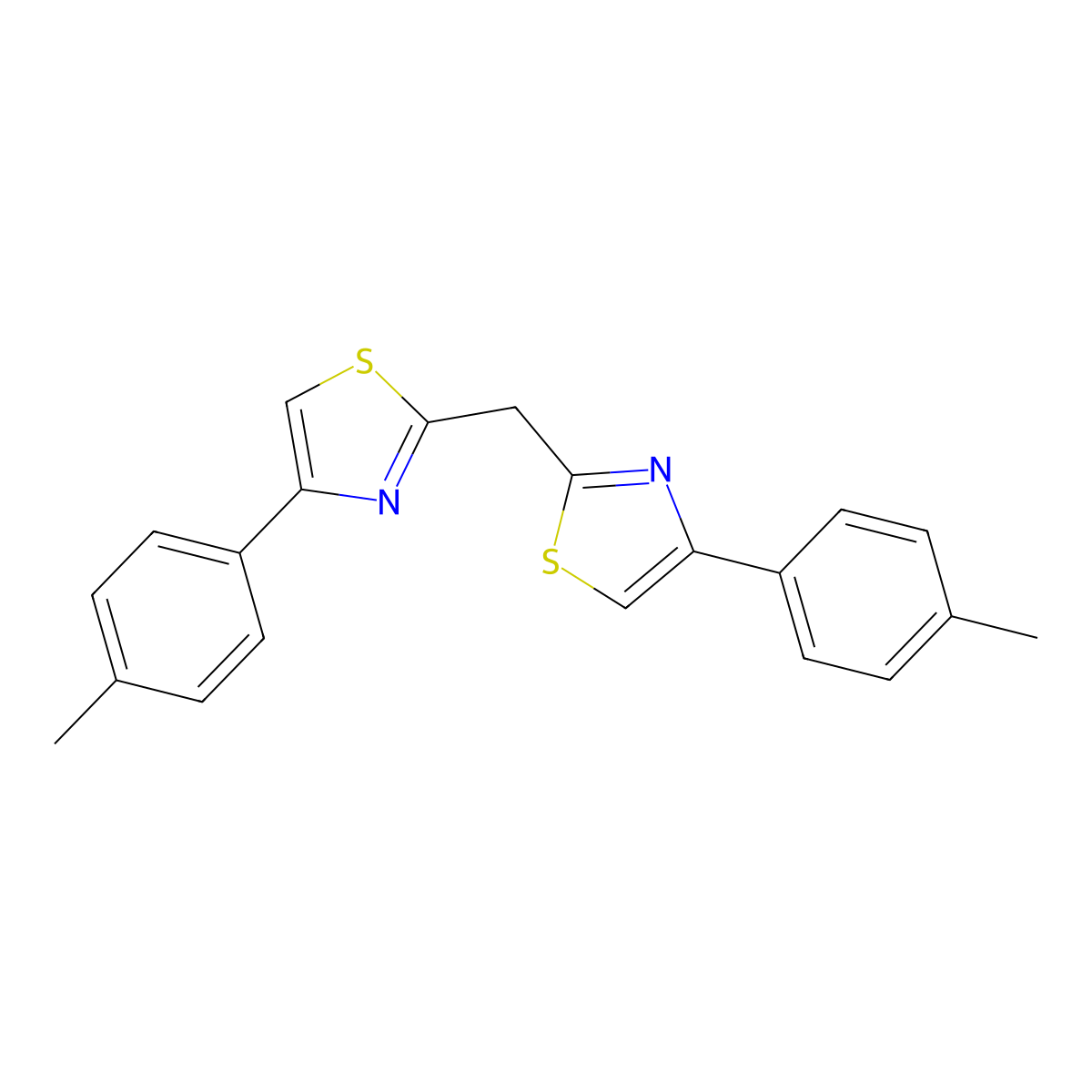 Bis(4-(p-tolyl)thiazol-2-yl)methane molecular structure, CAS 380327-65-1