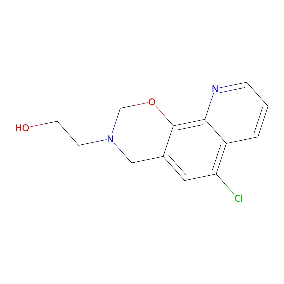 2-{6-chloro-2H,3H,4H-[1,3]oxazino[5,6-h]quinolin-3-yl}ethan-1-ol molecular structure, CAS 380328-09-6