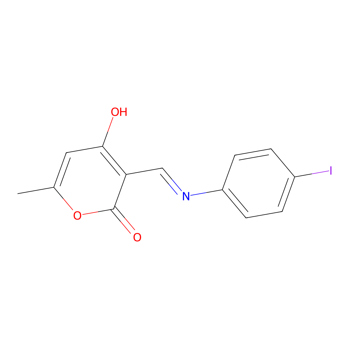 3-{[(4-Iodophenyl)amino]methylene}-6-methylpyran-2,4-dione molecular structure, CAS 380328-14-3