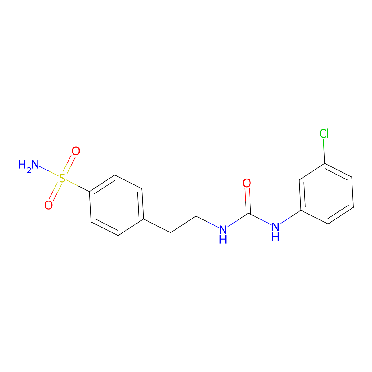 4-(2-{[(3-Chlorophenyl)carbamoyl]amino}ethyl)benzenesulfonamide molecular structure, CAS 380332-57-0