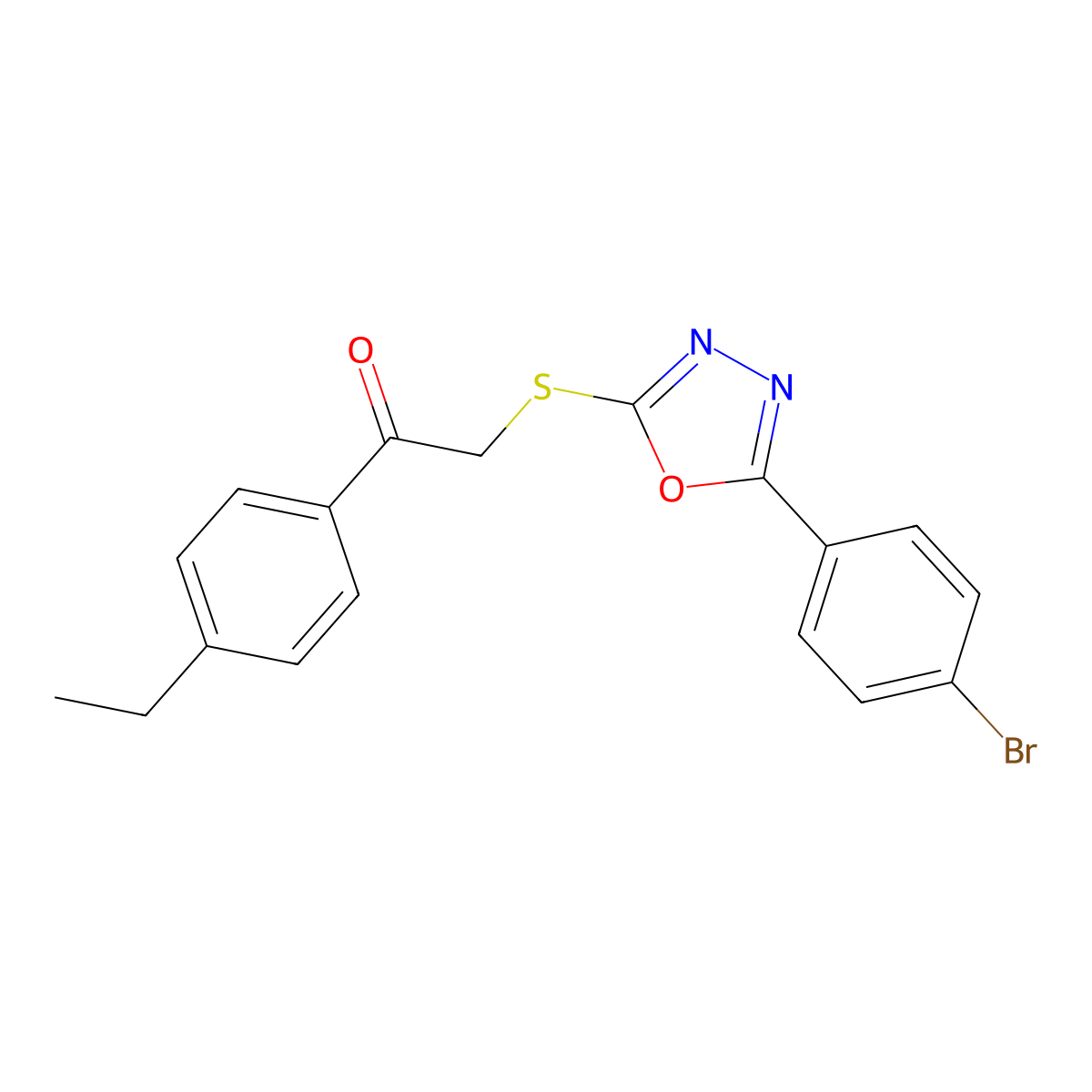 2-{[5-(4-Bromophenyl)-1,3,4-oxadiazol-2-yl]sulfanyl}-1-(4-ethylphenyl)ethanone molecular structure, CAS 380333-67-5