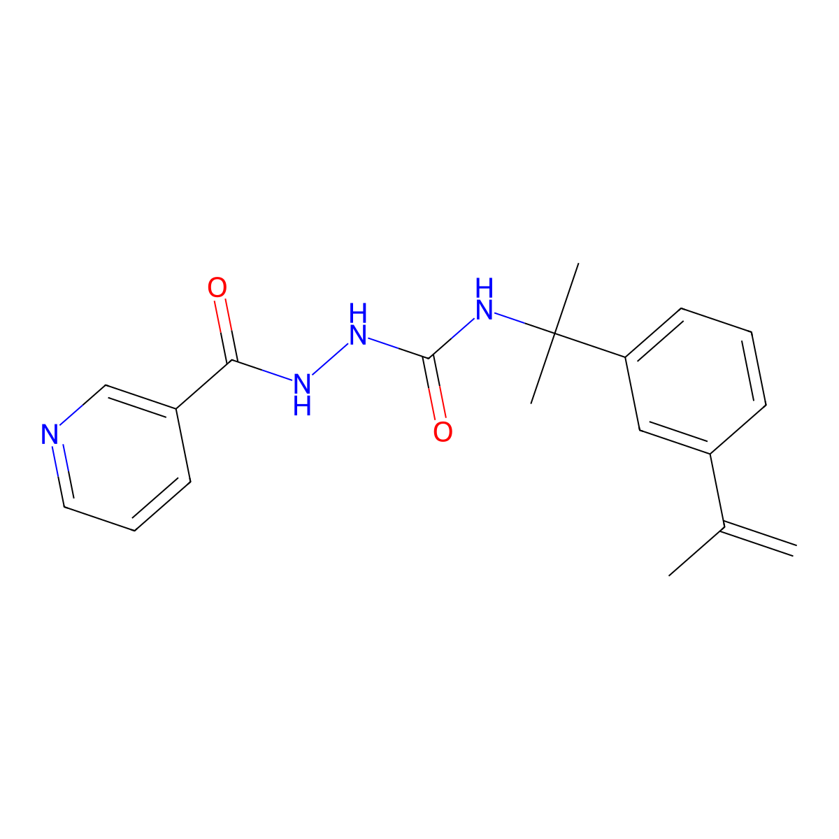 N-[({2-[3-(prop-1-en-2-yl)phenyl]propan-2-yl}carbamoyl)amino]pyridine-3-carboxamide molecular structure, CAS 380333-73-3