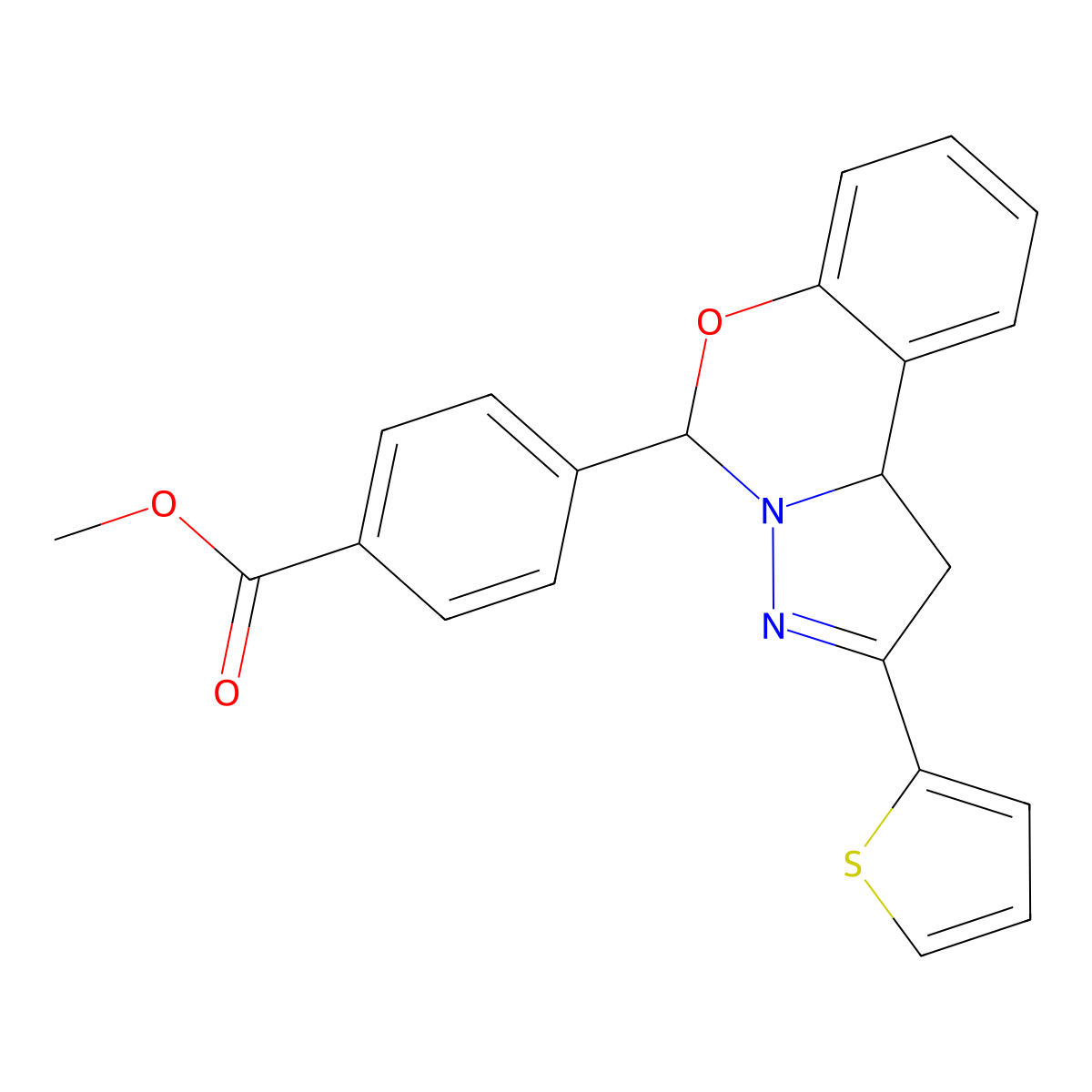 Methyl 4-[2-(2-thienyl)-1,10b-dihydropyrazolo[1,5-c][1,3]benzoxazin-5-yl]benzoate molecular structure, CAS 380334-17-8