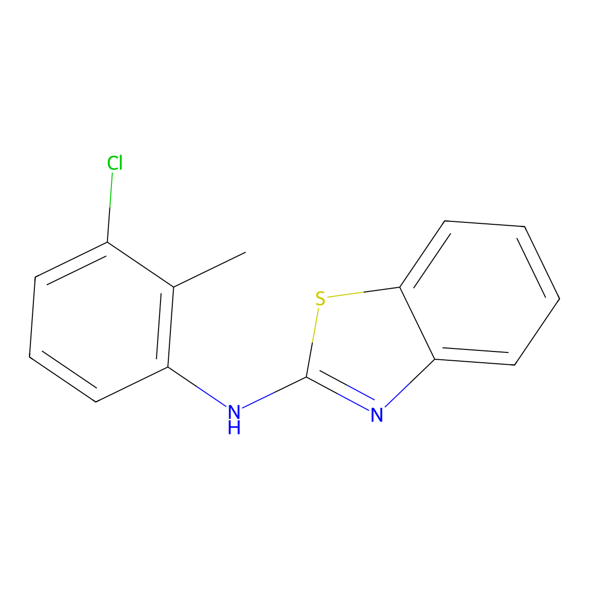 N-(3-chloro-2-methylphenyl)-1,3-benzothiazol-2-amine molecular structure, CAS 380335-56-8