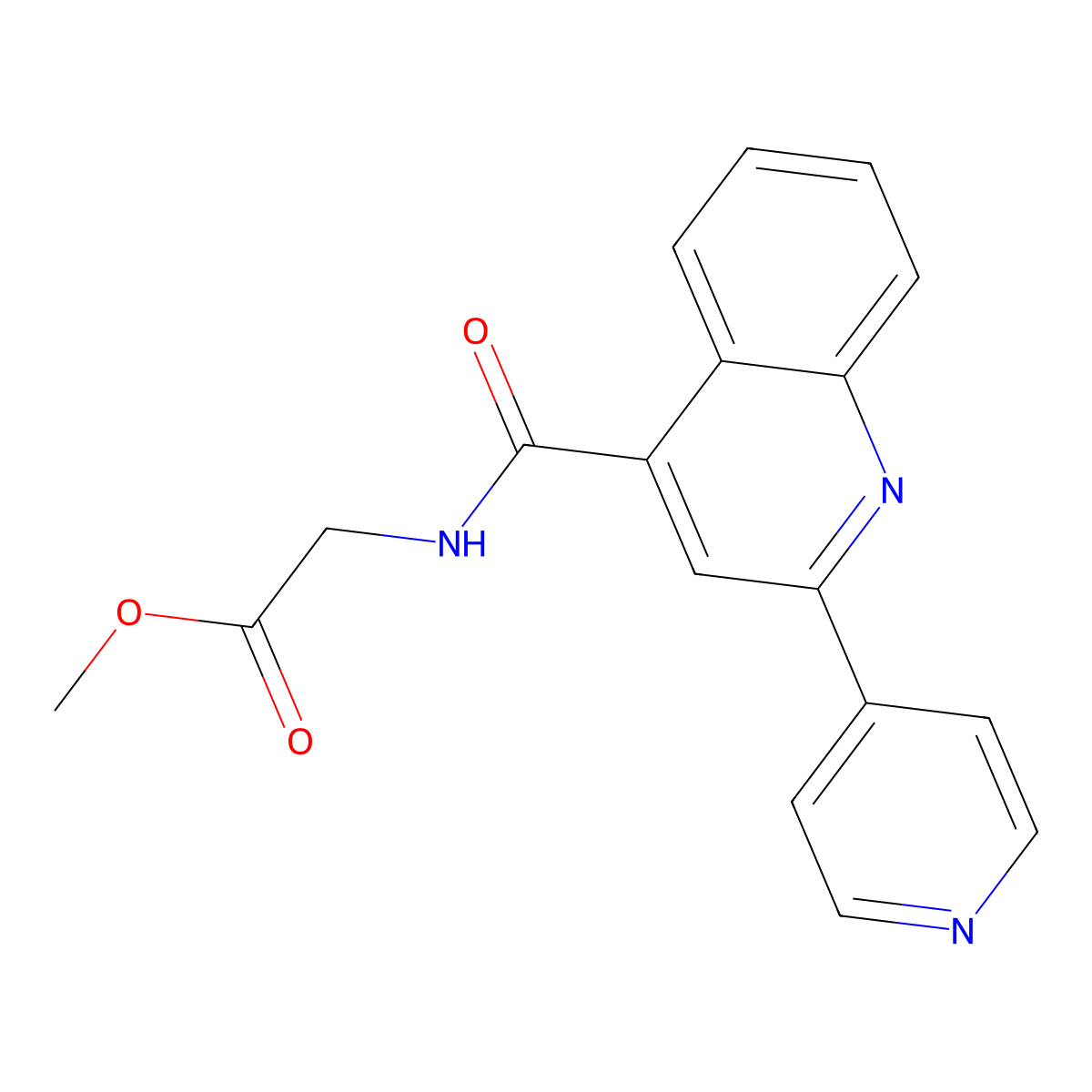 Methyl 2-{[2-(pyridin-4-yl)quinolin-4-yl]formamido}acetate molecular structure, CAS 380335-64-8