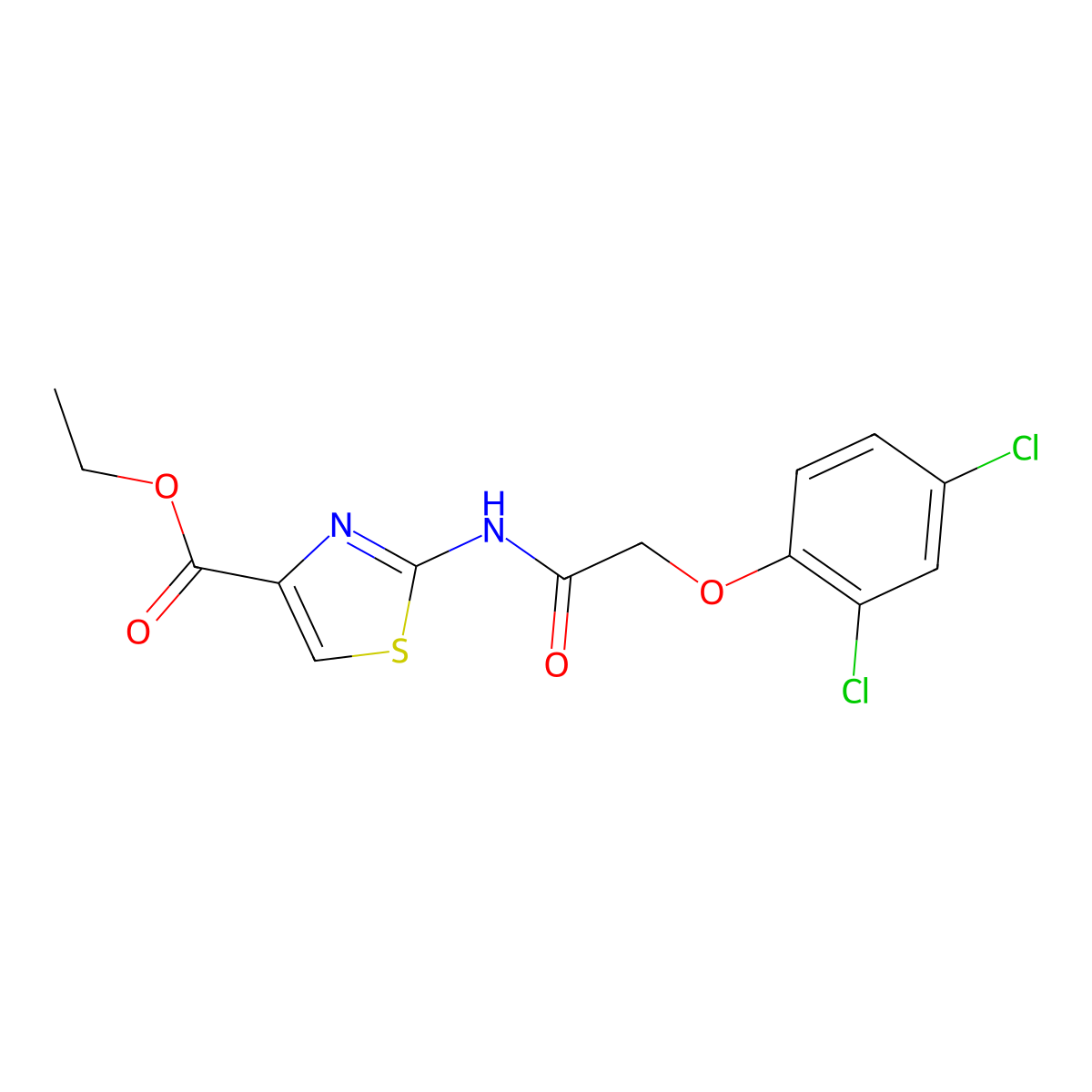 Ethyl 2-(2-(2,4-dichlorophenoxy)acetamido)thiazole-4-carboxylate molecular structure, CAS 380335-76-2