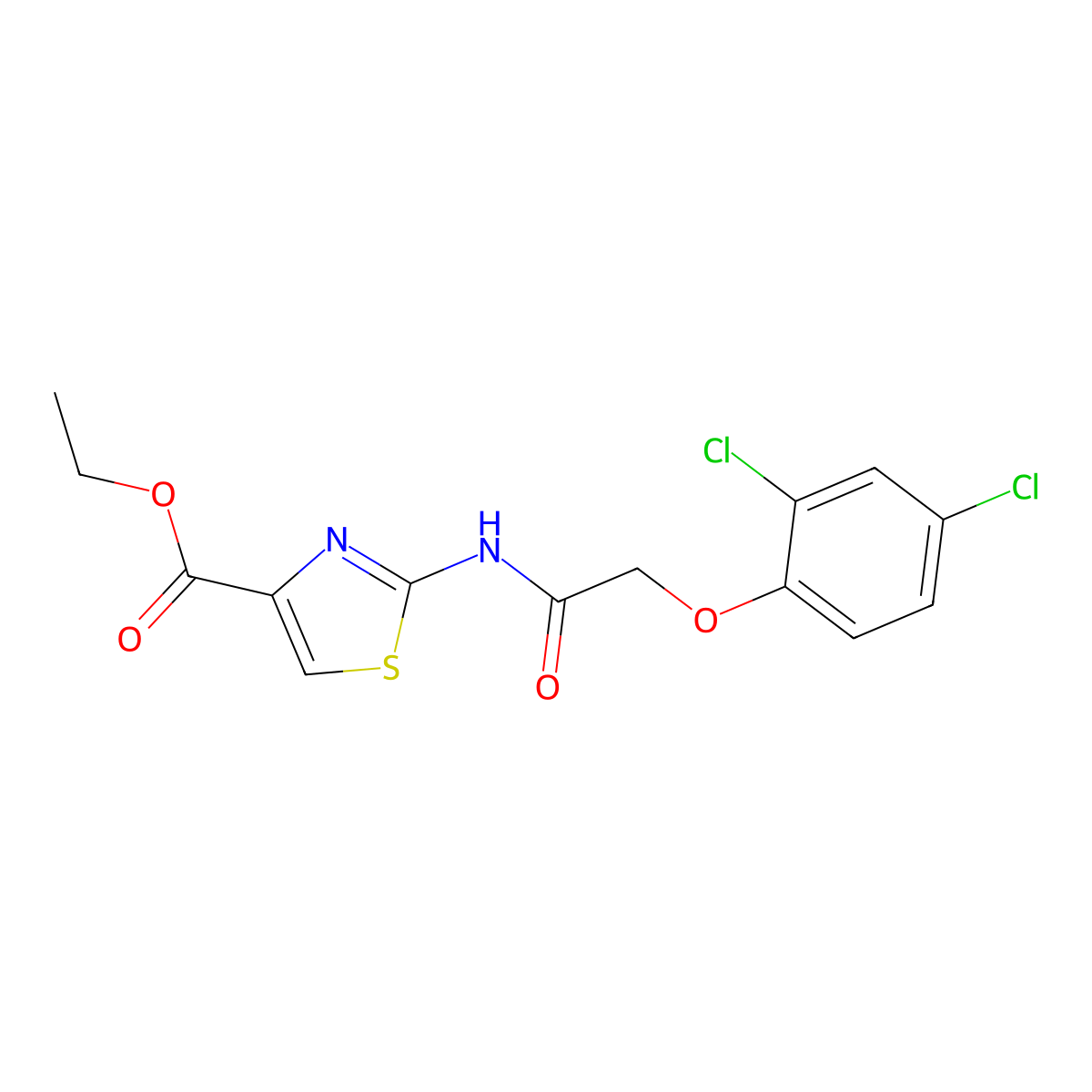 Ethyl 2-(2-(2,4-dichlorophenoxy)acetamido)thiazole-4-carboxylate molecular structure, CAS 380335-76-2