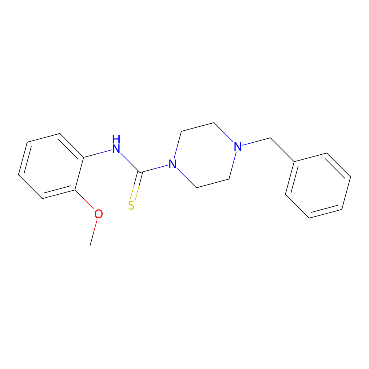 4-benzyl-N-(2-methoxyphenyl)piperazine-1-carbothioamide molecular structure, CAS 380337-28-0