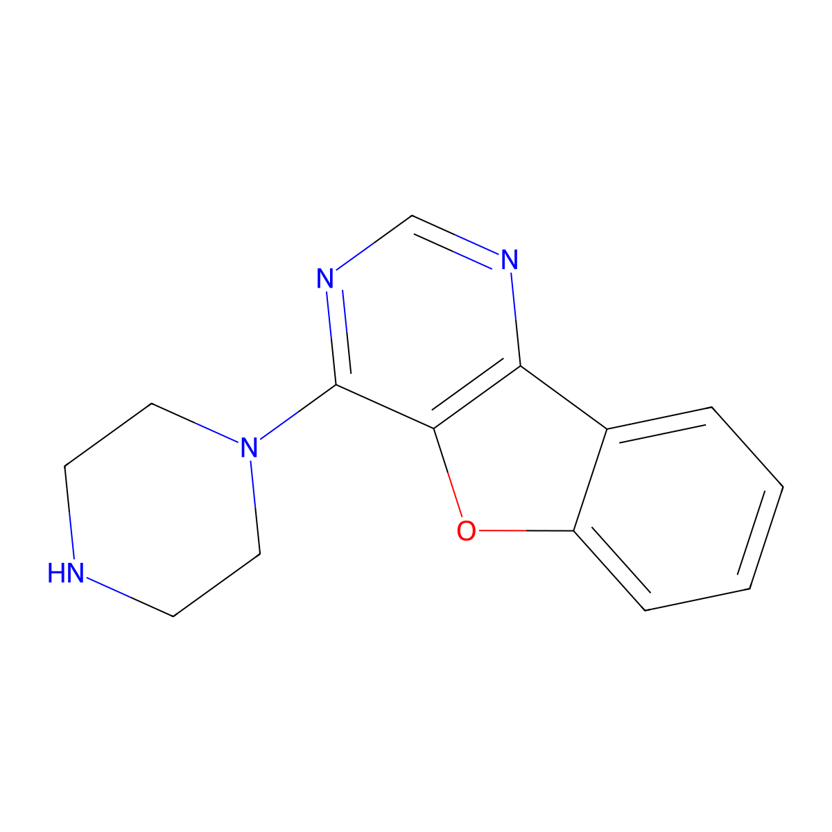 4-(Piperazin-1-yl)benzofuro[3,2-d]pyrimidine molecular structure, CAS 380339-27-5