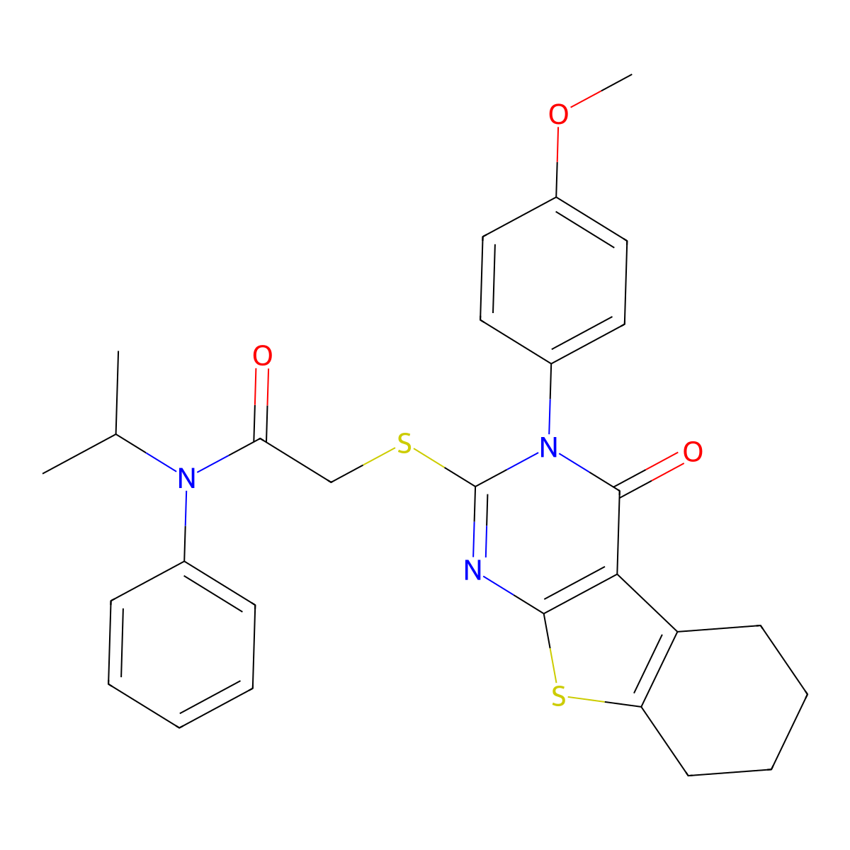 2-[[3-(4-methoxyphenyl)-4-oxo-5,6,7,8-tetrahydro-[1]benzothiolo[2,3-d]pyrimidin-2-yl]sulfanyl]-N-phenyl-N-propan-2-ylacetamide molecular structure, CAS 380340-10-3