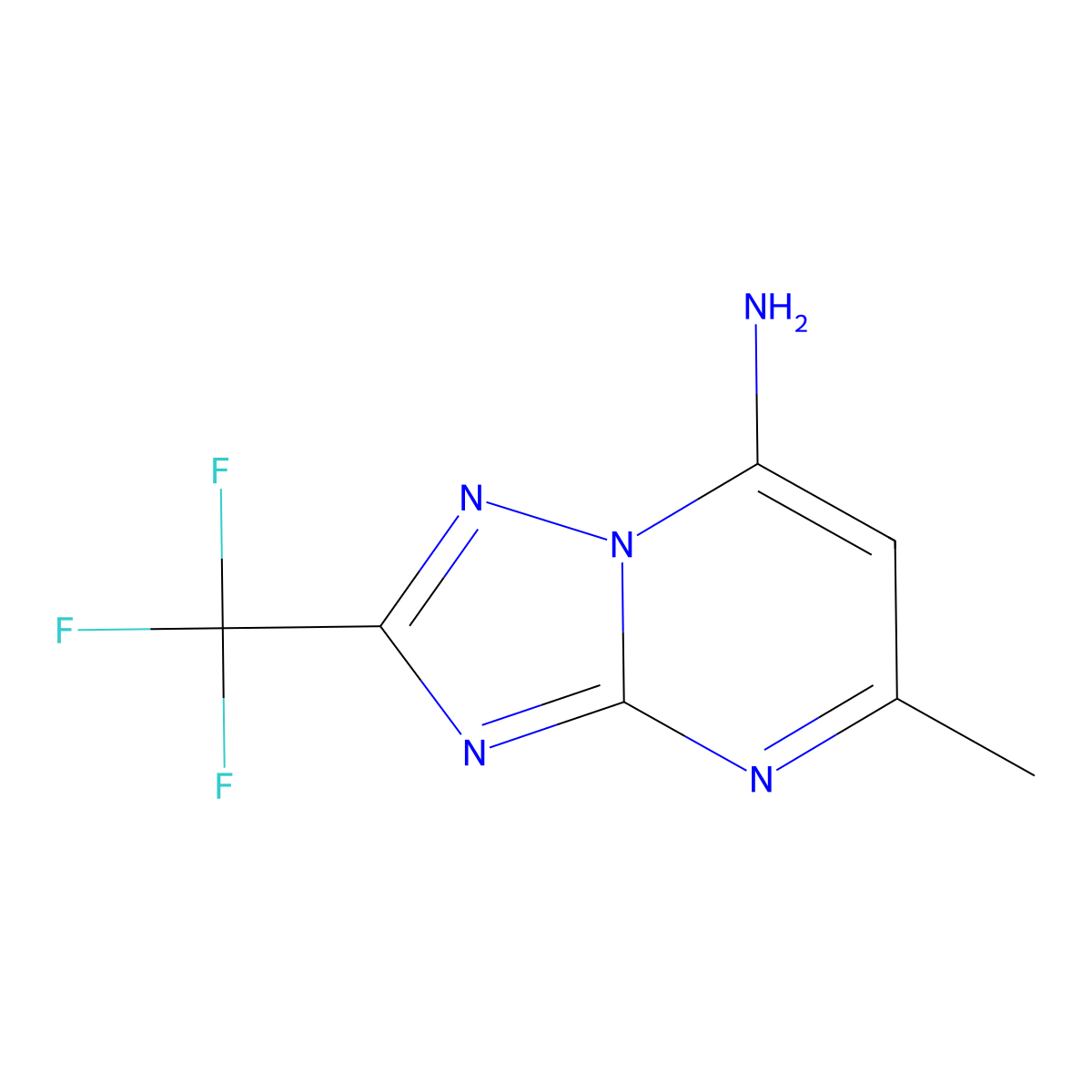5-Methyl-2-(trifluoromethyl)-[1,2,4]triazolo[1,5-a]pyrimidin-7-amine molecular structure, CAS 380340-45-4