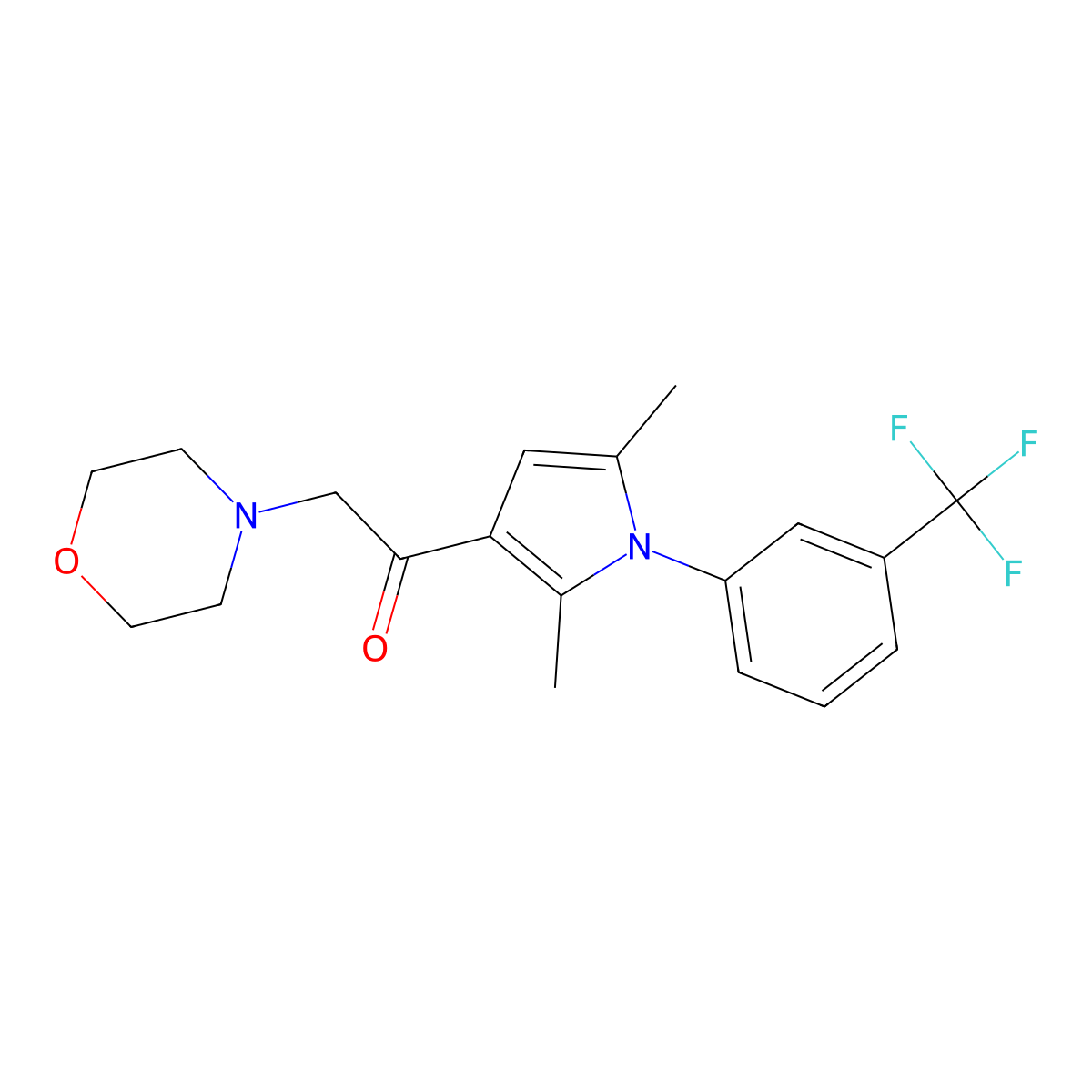 1-(2,5-dimethyl-1-(3-(trifluoromethyl)phenyl)-1H-pyrrol-3-yl)-2-morpholinoethanone molecular structure, CAS 380341-10-6