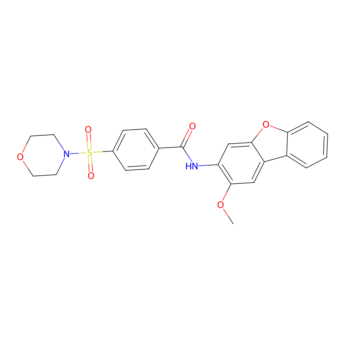 N-(2-methoxydibenzofuran-3-yl)-4-morpholin-4-ylsulfonylbenzamide molecular structure, CAS 380341-22-0