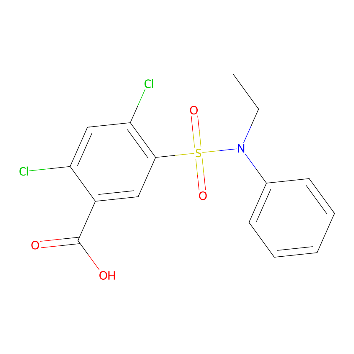 2,4-Dichloro-5-[ethyl(phenyl)sulfamoyl]benzoic acid molecular structure, CAS 380341-83-3