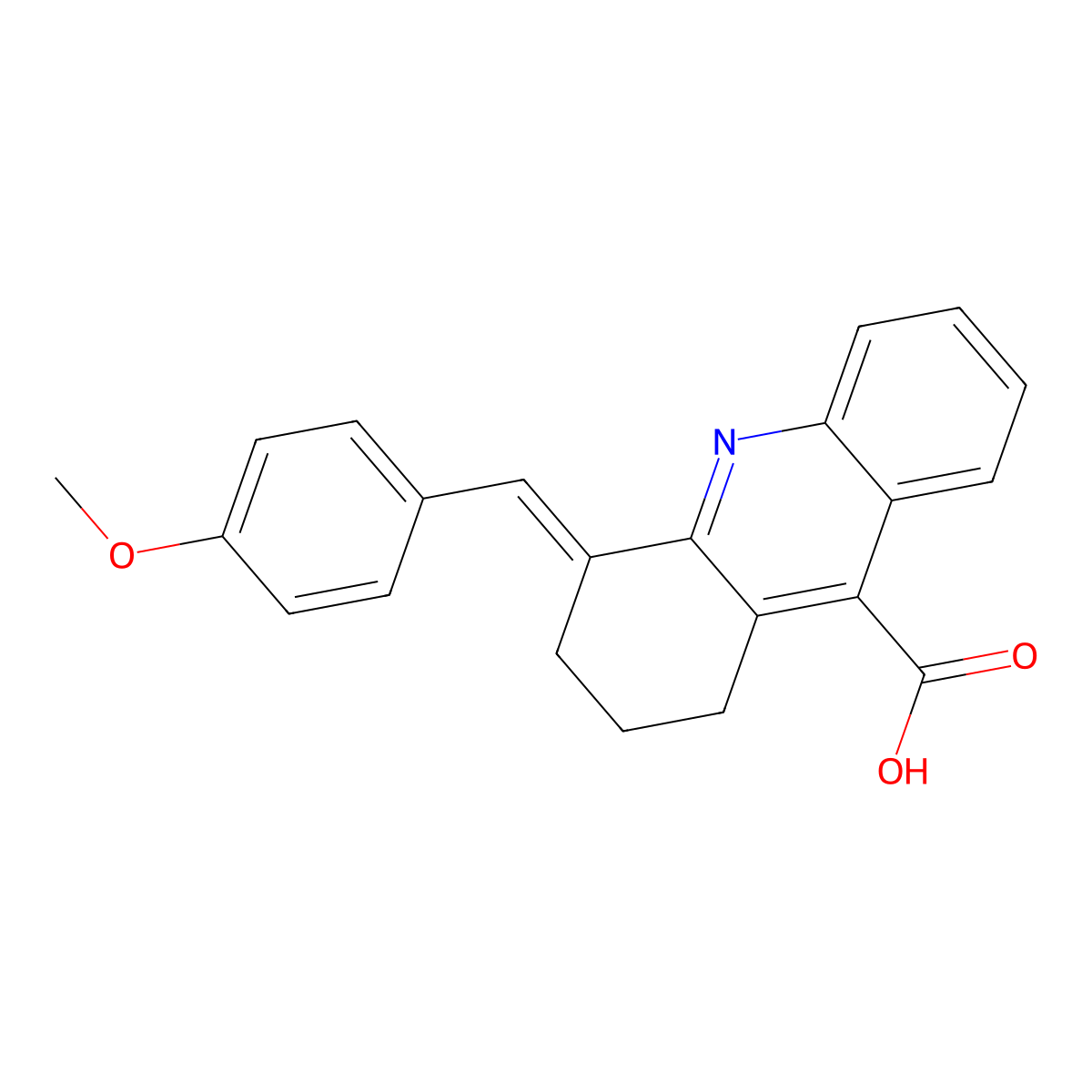 4-[(4-Methoxyphenyl)methylidene]-1,2,3,4-tetrahydroacridine-9-carboxylic acid molecular structure, CAS 380342-08-5