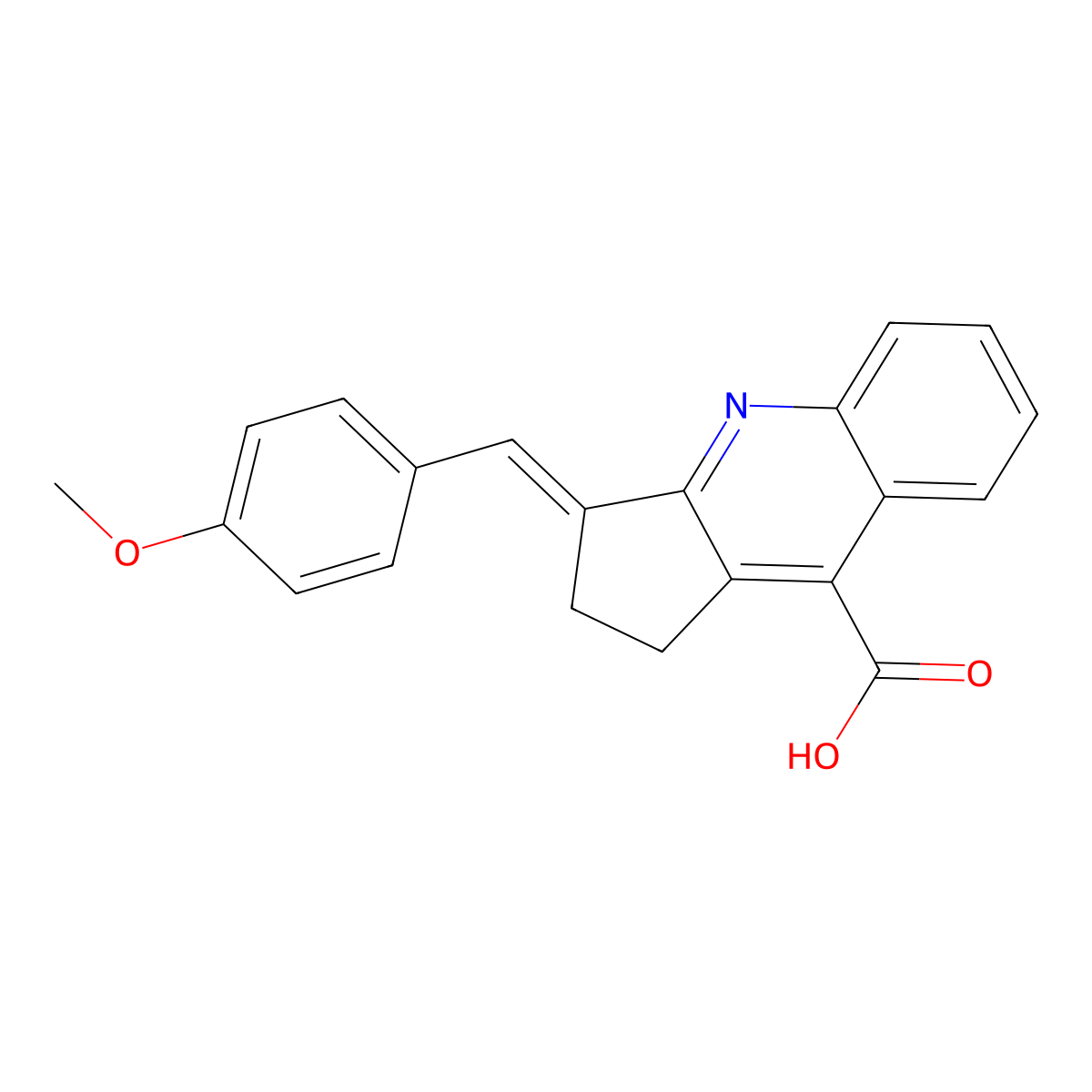 3-[(4-methoxyphenyl)methylidene]-1H,2H,3H-cyclopenta[b]quinoline-9-carboxylic acid molecular structure, CAS 380342-11-0