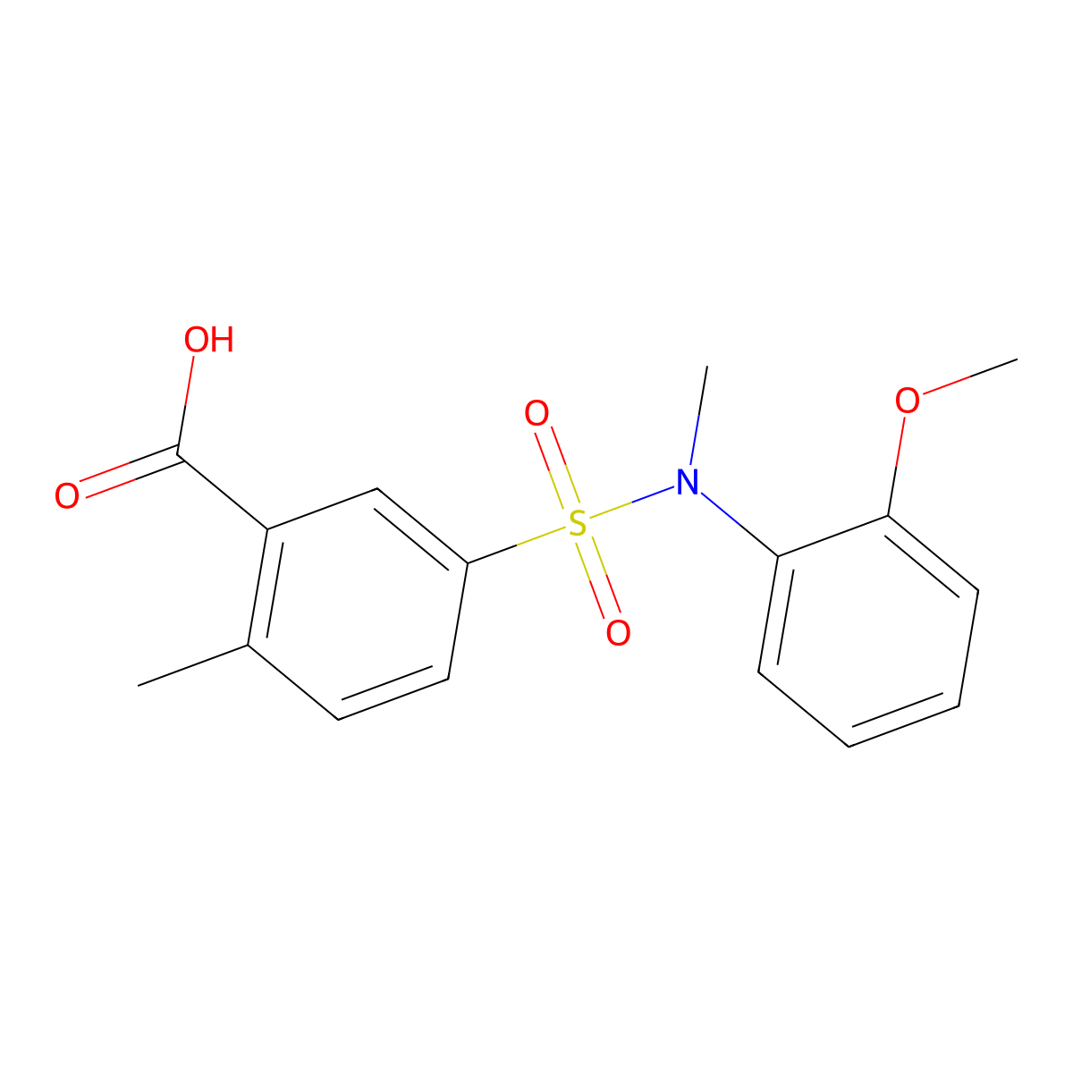 5-[(2-Methoxyphenyl)(methyl)sulfamoyl]-2-methylbenzoic acid molecular structure, CAS 380342-16-5