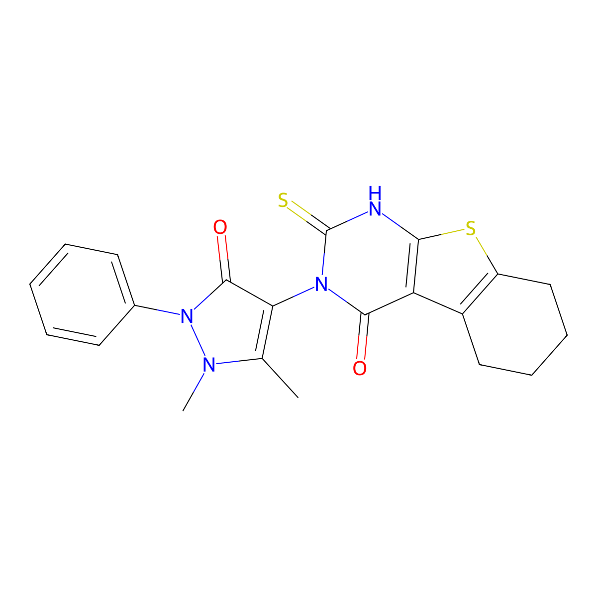 4-(1,5-dimethyl-3-oxo-2-phenyl-2,3-dihydro-1H-pyrazol-4-yl)-5-sulfanyl-8-thia-4,6-diazatricyclo[7.4.0.0^{2,7}]trideca-1(9),2(7),5-trien-3-one molecular structure, CAS 380342-22-3