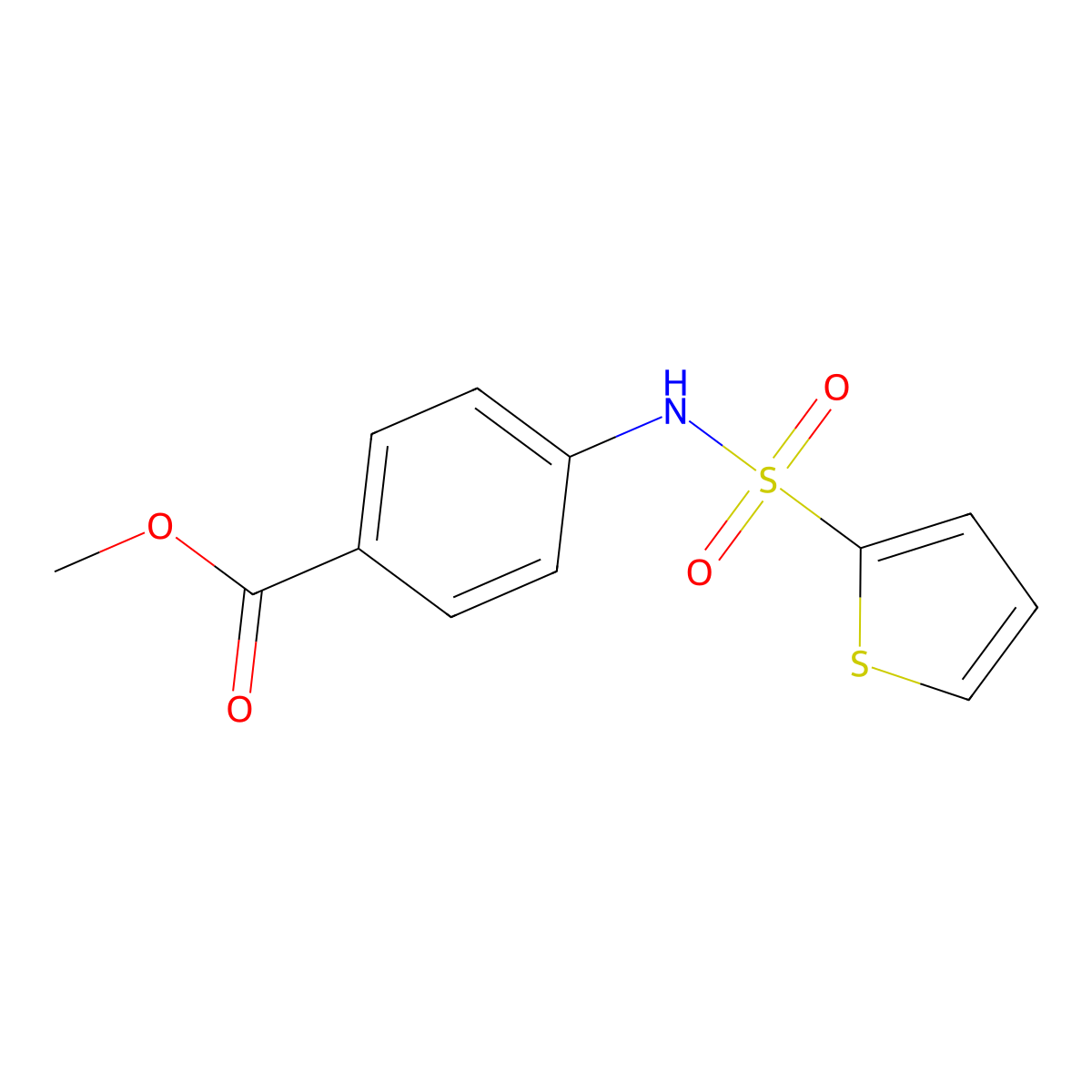 Methyl 4-(thiophen-2-ylsulfonylamino)benzoate molecular structure, CAS 380342-27-8