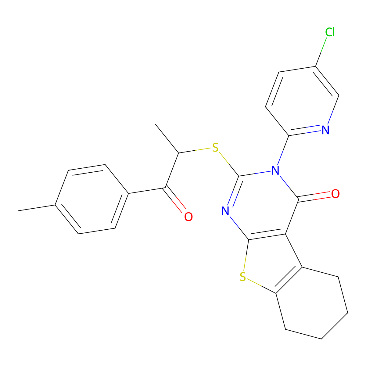 4-(5-Chloropyridin-2-yl)-5-{[1-(4-methylphenyl)-1-oxopropan-2-yl]sulfanyl}-8-thia-4,6-diazatricyclo[7.4.0.0^{2,7}]trideca-1(9),2(7),5-trien-3-one molecular structure, CAS 380342-34-7