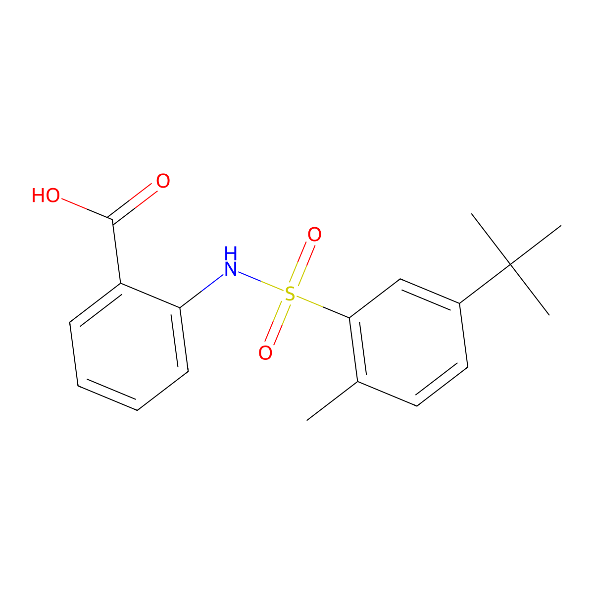 2-(5-Tert-butyl-2-methylbenzenesulfonamido)benzoic acid molecular structure, CAS 380342-58-5