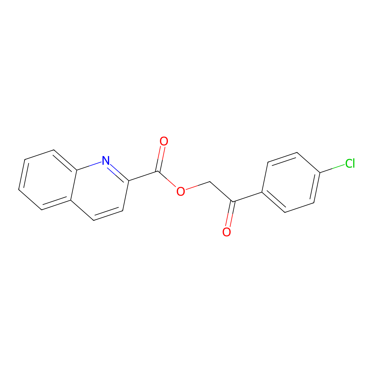 2-(4-Chlorophenyl)-2-oxoethyl quinoline-2-carboxylate molecular structure, CAS 380342-82-5