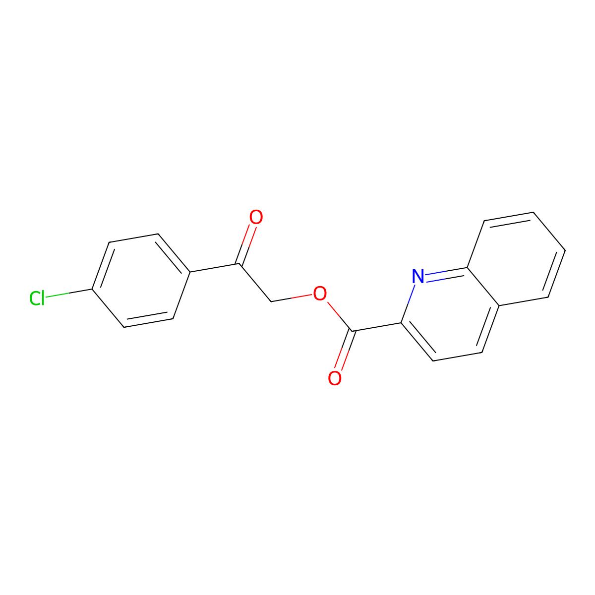 2-(4-Chlorophenyl)-2-oxoethyl quinoline-2-carboxylate molecular structure, CAS 380342-82-5