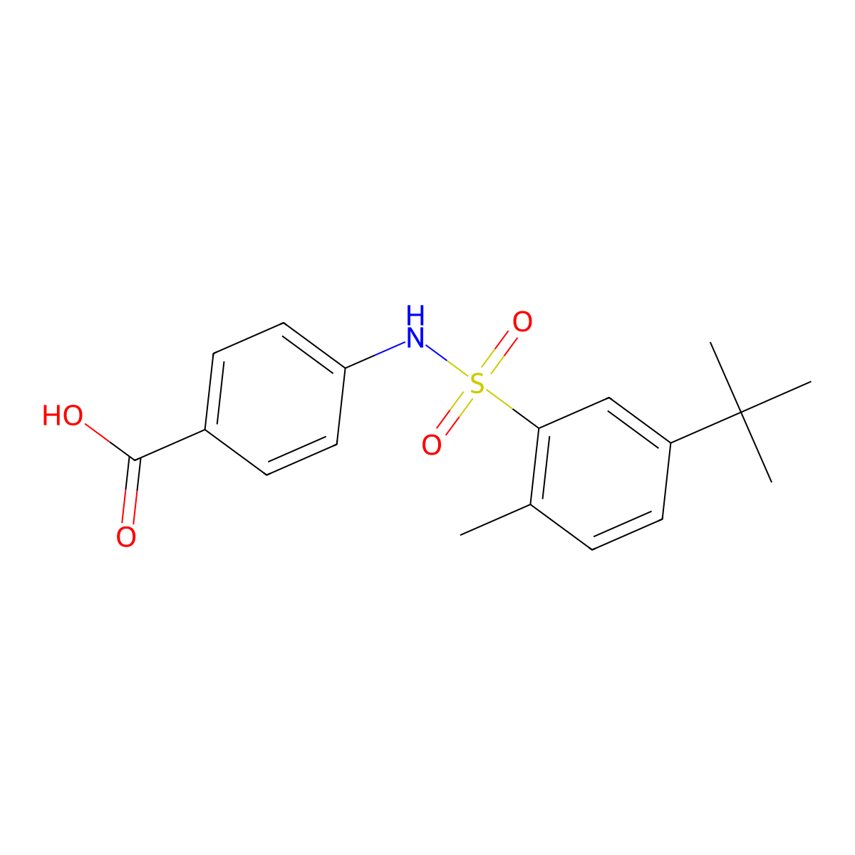 4-(5-Tert-butyl-2-methylbenzenesulfonamido)benzoic acid molecular structure, CAS 380342-90-5