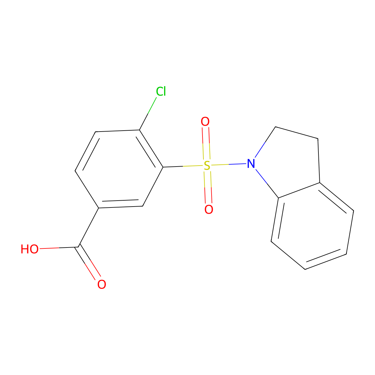 4-Chloro-3-(2,3-dihydro-indole-1-sulfonyl)-benzoic acid molecular structure, CAS 380342-93-8