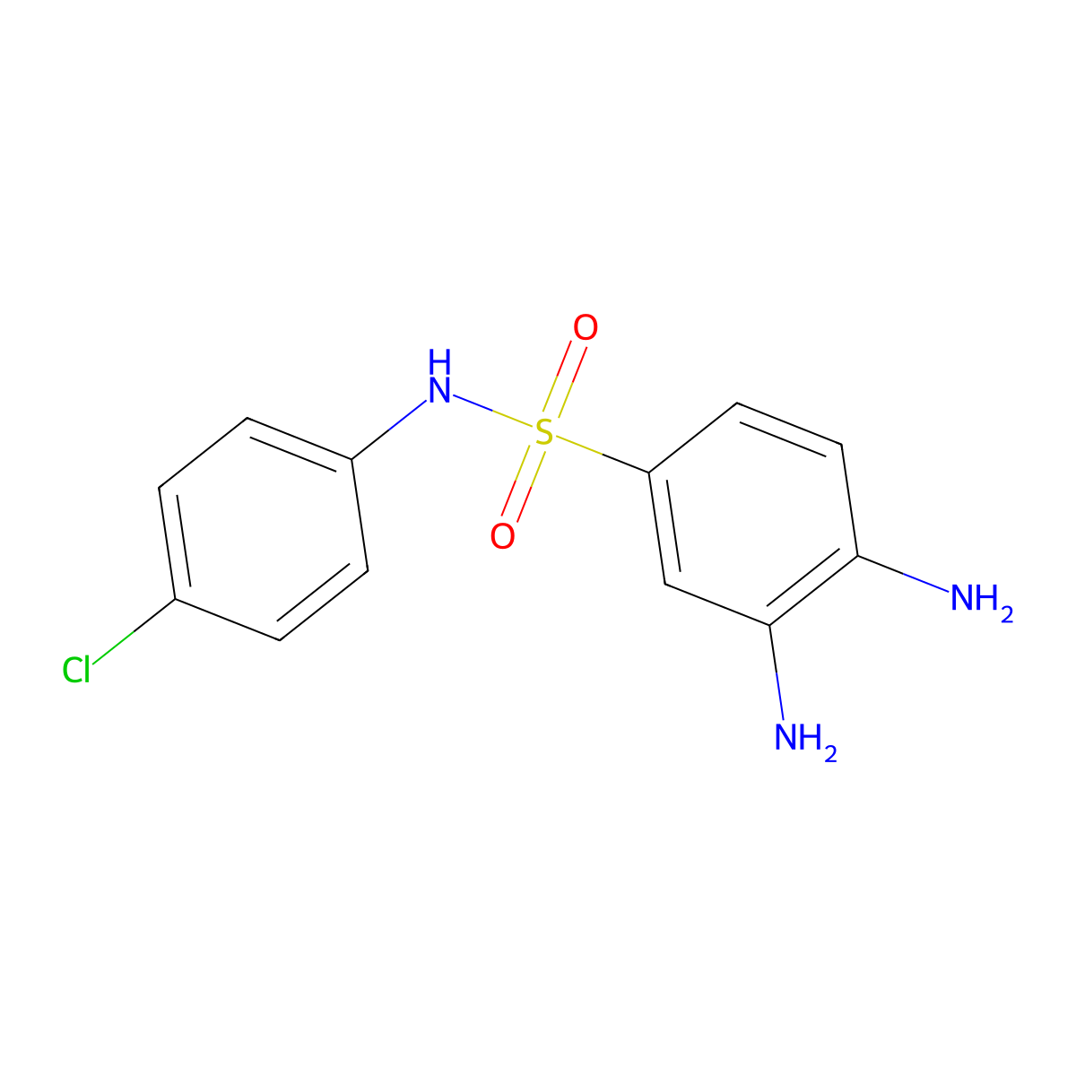 3,4-diamino-N-(4-chlorophenyl)benzene-1-sulfonamide molecular structure, CAS 380342-96-1