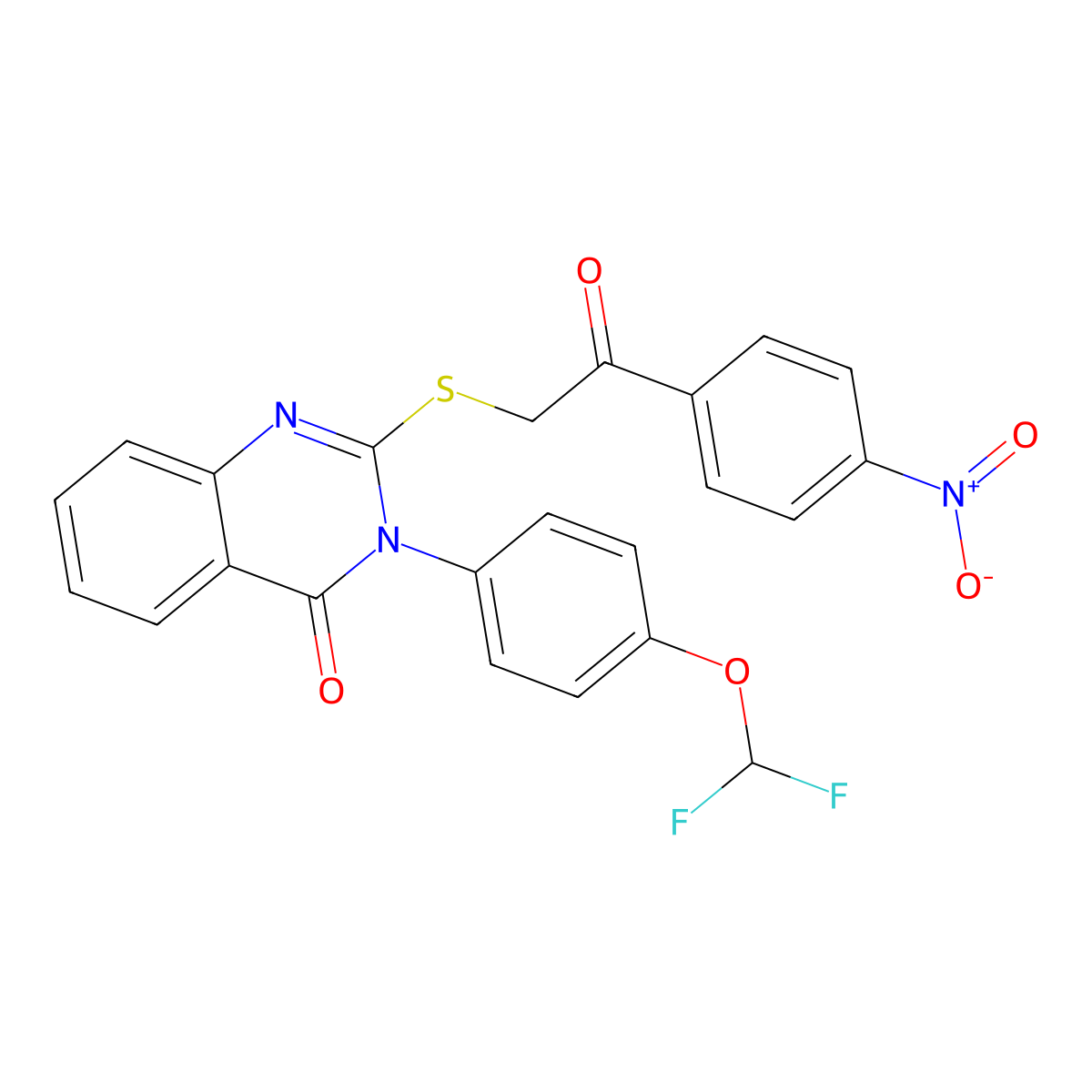 3-[4-(Difluoromethoxy)phenyl]-2-[2-(4-nitrophenyl)-2-oxoethyl]sulfanylquinazolin-4-one molecular structure, CAS 380343-20-4