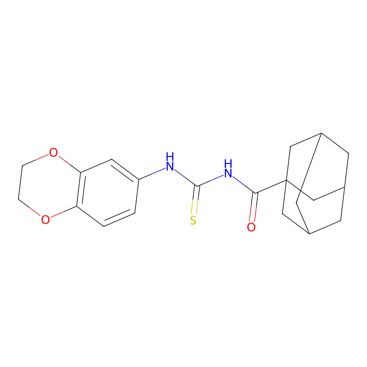 N-(1-adamantylcarbonyl)-N'-(2,3-dihydro-1,4-benzodioxin-6-yl)thiourea molecular structure, CAS 380343-21-5