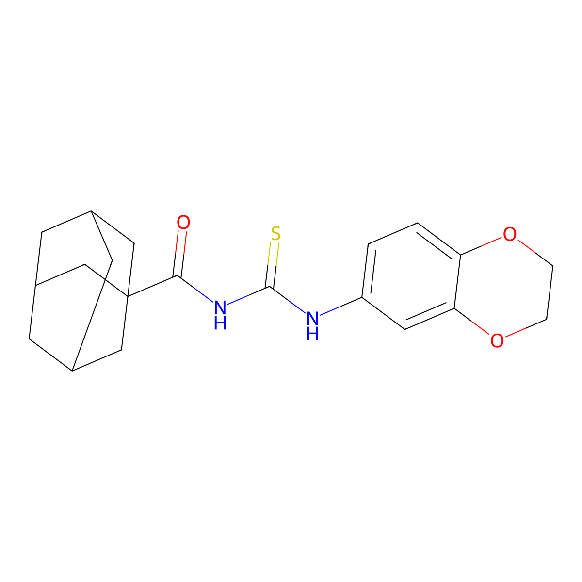 N-(1-adamantylcarbonyl)-N'-(2,3-dihydro-1,4-benzodioxin-6-yl)thiourea molecular structure, CAS 380343-21-5