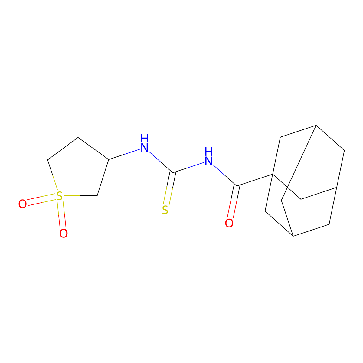 N-(1-adamantylcarbonyl)-N'-(1,1-dioxidotetrahydro-3-thienyl)thiourea molecular structure, CAS 380343-27-1