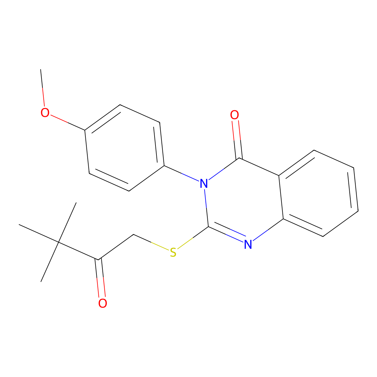 2-((3,3-dimethyl-2-oxobutyl)thio)-3-(4-methoxyphenyl)quinazolin-4(3H)-one molecular structure, CAS 380343-38-4