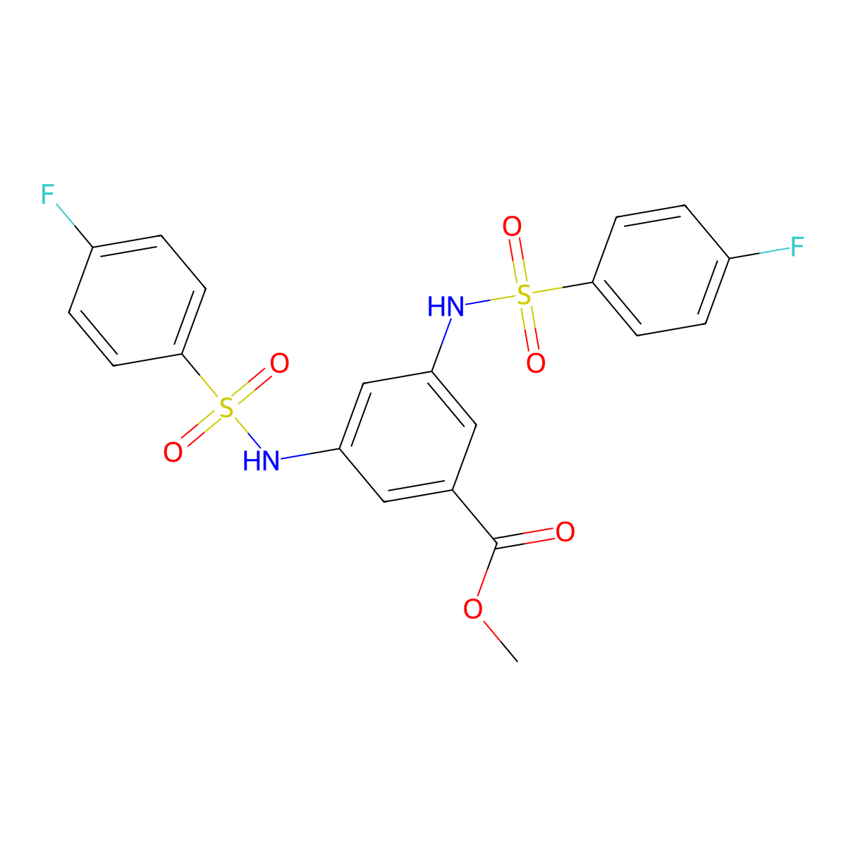 Methyl 3,5-bis(4-fluorobenzenesulfonamido)benzoate molecular structure, CAS 380344-11-6